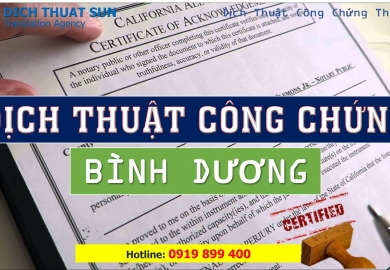 Dịch Vụ Dịch Thuật Công Chứng tại Bình Dương - Dịch Thuật Công Chứng The Sun